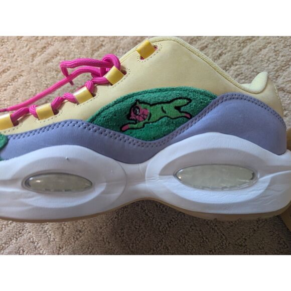 Reebok BBC Question Low Shoes Mens 9.5 Allen Iverson Ice Cream Yellow Green - Picture 3 of 16